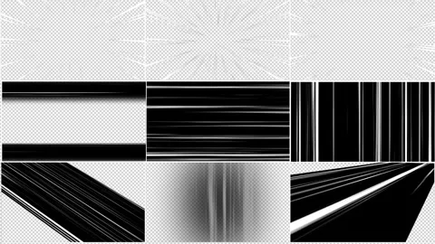Comic speed lines. Moving pack of hand drawn cartoon speedline effect on black Stock Footage 332221249