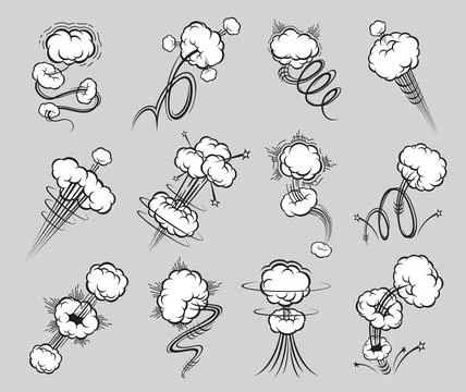 Comic speed motion effect, speed trail, puff cloud Stock Illustration