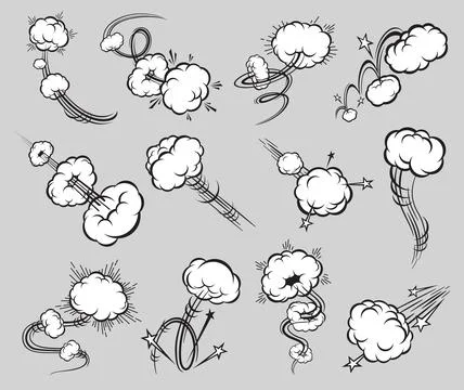 Comic speed motion effect, speed trail puff clouds Stock Illustration