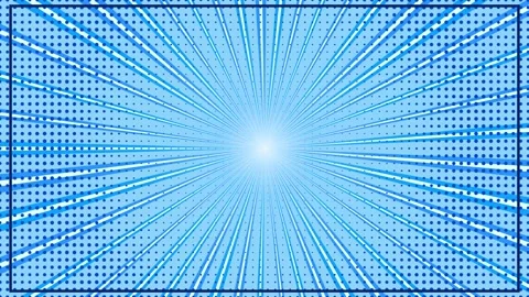 Comic speed radial blue background with retro pop art halftone pattern and fa Stock Footage 345938084