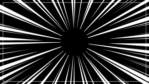 Comic speed radial motion lines on black background for manga and anime actio Stock Footage 345938131