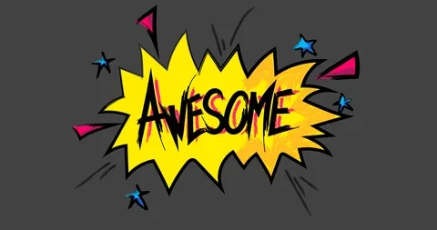 Comic Spike Bubble with popping AWESOME in Sketch Style Stock Footage 107306087