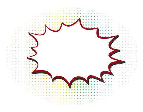 Comic splash speech bubble with copy space on rainbow colored halftone grid イラスト素材