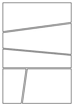 Comic storyboard layout five long grids Stock Illustration