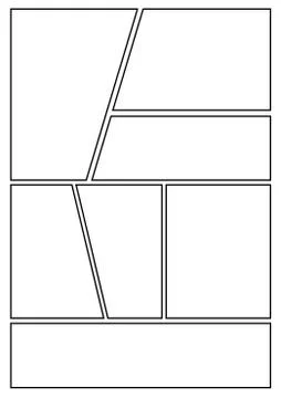 Comic storyboard layout seven empty grids Stock Illustration