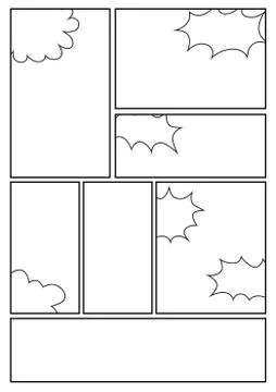 Comic storyboard layout seven grids Stock Illustration