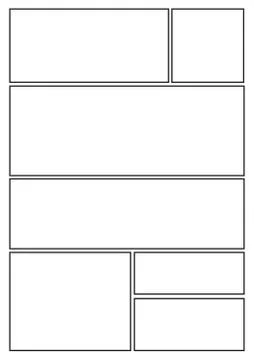 Comic storyboard with seven grid layout Stock Illustration