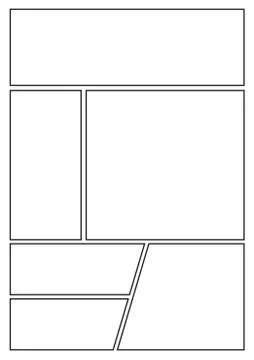Comic storyboard with six grid layout Stock Illustration