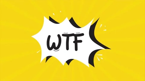A comic strip cartoon animation, with the word Wtf appearing. Yellow and Stock Footage 195823328