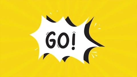 A comic strip cartoon animation, with the word Go appearing. Yellow and halftone Stock Footage 195823473