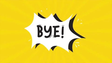 A comic strip cartoon animation, with the word Bye appearing. Yellow and Stock Footage 195823657