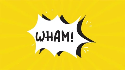 A comic strip cartoon animation, with the word Wham appearing. Yellow and Stock Footage 195823828