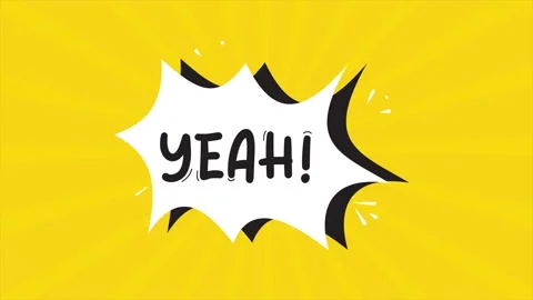 A comic strip cartoon animation, with the word Yeah appearing. Yellow and Stock Footage 195823902