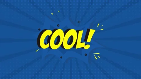 A comic strip cartoon animation, with the word Cool appearing. Blue and halftone Stock Footage 195823932