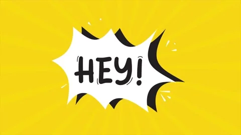 A comic strip cartoon animation, with the word Hey appearing. Yellow and Stock Footage 195824035