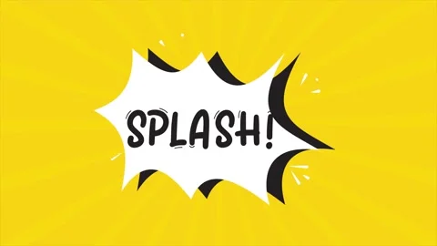 A comic strip cartoon animation, with the word Splash appearing. Yellow and Stock Footage 195824656