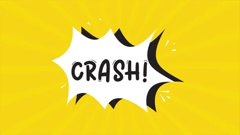 A comic strip cartoon animation, with the word Crash appearing. Yellow and Stock Footage 195824746