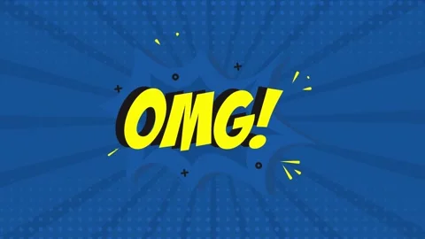 A comic strip cartoon animation, with the word Omg appearing. Blue and halftone Stock Footage 195824809