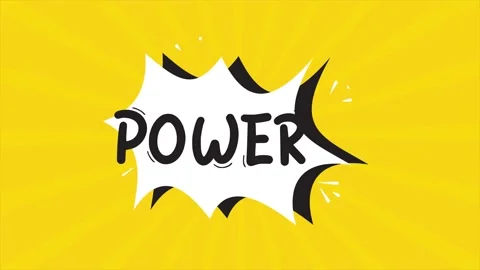 A comic strip cartoon animation, with the word Power appearing. Yellow and Stock Footage 195824871