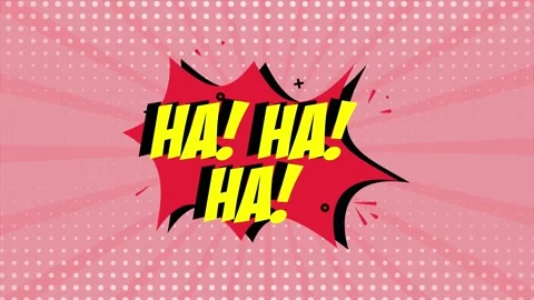 A comic strip cartoon animation, with the word Ha Ha Ha appearing. Red and Stock Footage 195825834
