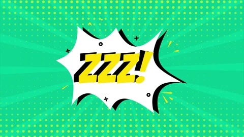A comic strip cartoon animation, with the word Zzz appearing. Green and halftone Stock Footage 195825866