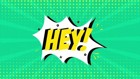 A comic strip cartoon animation, with the word Hey appearing. Green and halftone Stock Footage 195826080
