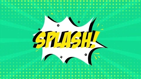 A comic strip cartoon animation, with the word Splash appearing. Green and Stock Footage 195826250