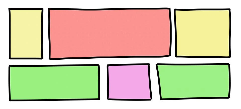 Comic strip horizontal colorboxes empty flashy Stock Illustration