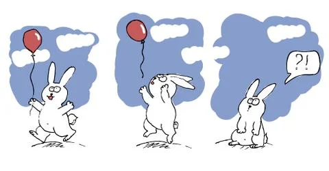 Comic strip with a rabbit. Stock Illustration