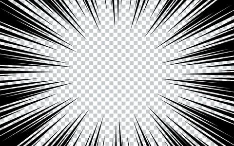 Comic strip radial motion lines on transparent background Ilustración de archivo