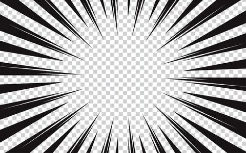Comic strip radial motion lines on transparent background Stock Illustration