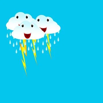 Comic strip with rain clouds and lightning Stock Illustration