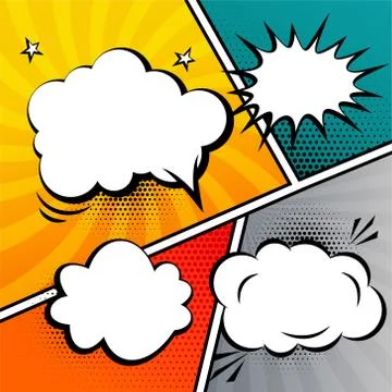 Comic strip speech bubble and expressions template Stock Illustration