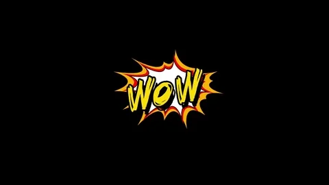 Comic strip speech bubble cartoon animation, with the words wow. Yellow text Stock Footage 85037936