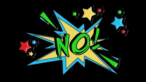 Comic strip speech bubble cartoon animation, with the message no. Green text Video stock 85386376