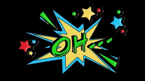 Comic strip speech bubble cartoon animation, with the message oh. Green text Video stock 85386390