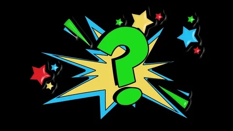 Comic strip speech bubble cartoon animation, with the question mark. Green text Video stock 85386555