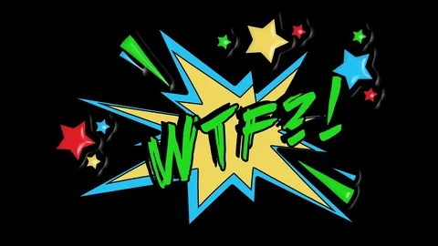 Comic strip speech bubble cartoon animation, with the message wtf. Green text Video stock 85386599