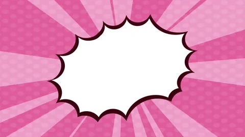 Comic strip speech bubble with pink and light pink sunburst background Stock Footage 137005953