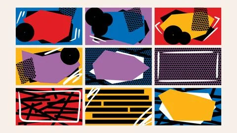 Comic Style Abstract Geometric Art Backround Set Stock Illustration