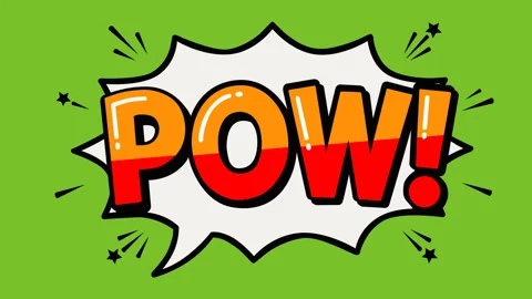 Comic Style Animated POW Text Burst on Green Screen Background Stock Footage 341317400