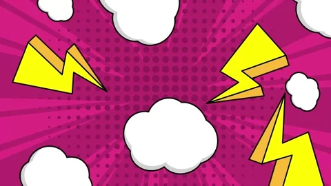 Comic-style background with dynamic and colorful explosive details lightning and Stock Footage 293263838