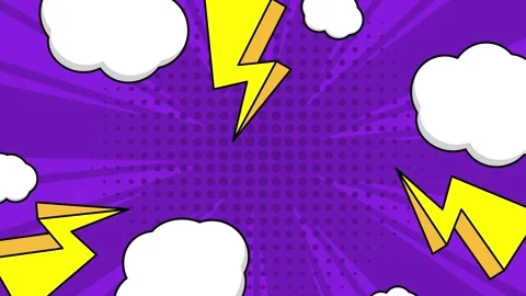Comic-style background with dynamic explosive details and yellow lightning white Stock Footage 293263816