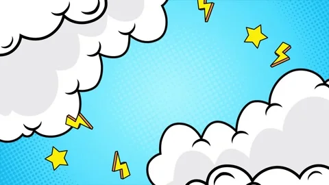 Comic style background with dynamic lightning and star bold effects seamless 4k Stock Footage 293047595