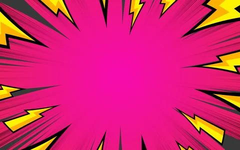 Comic style background with lightning and halftone effect. Illustrazione stock