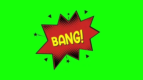 Comic style BANG explosion bubble animation on green screen background Stock Footage 314318149