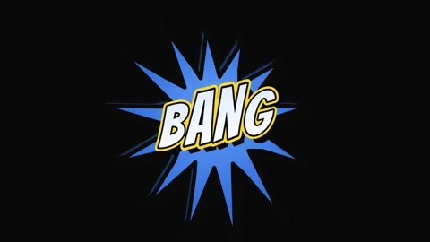 Comic style bang text floating on black background Stock Footage 338192629
