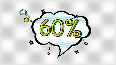 Comic style banner, 60 percent discount, promotional banner, sale, art style Stock Footage 233327591