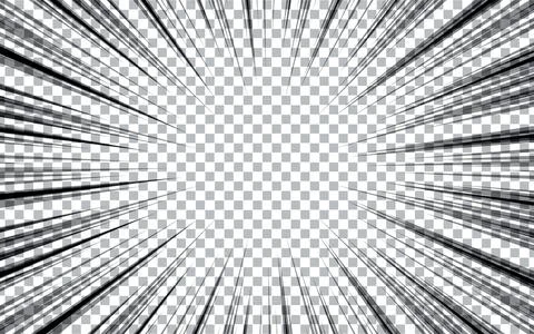 Comic style black and white radial lines background. Manga speed frame. Sup.. Illustrazione stock