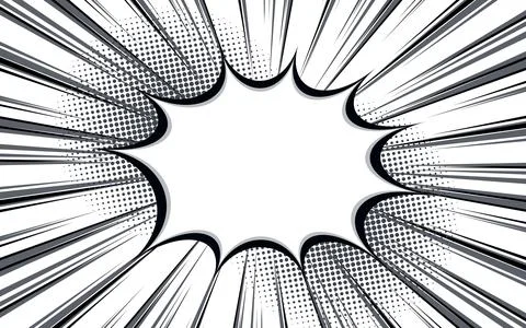 Comic style black and white radial line background. Manga style speed frame.. Stock Illustration